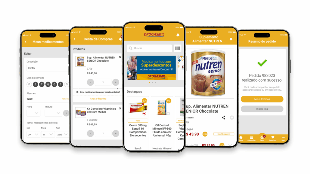 Profarma m-commerce — telas do app